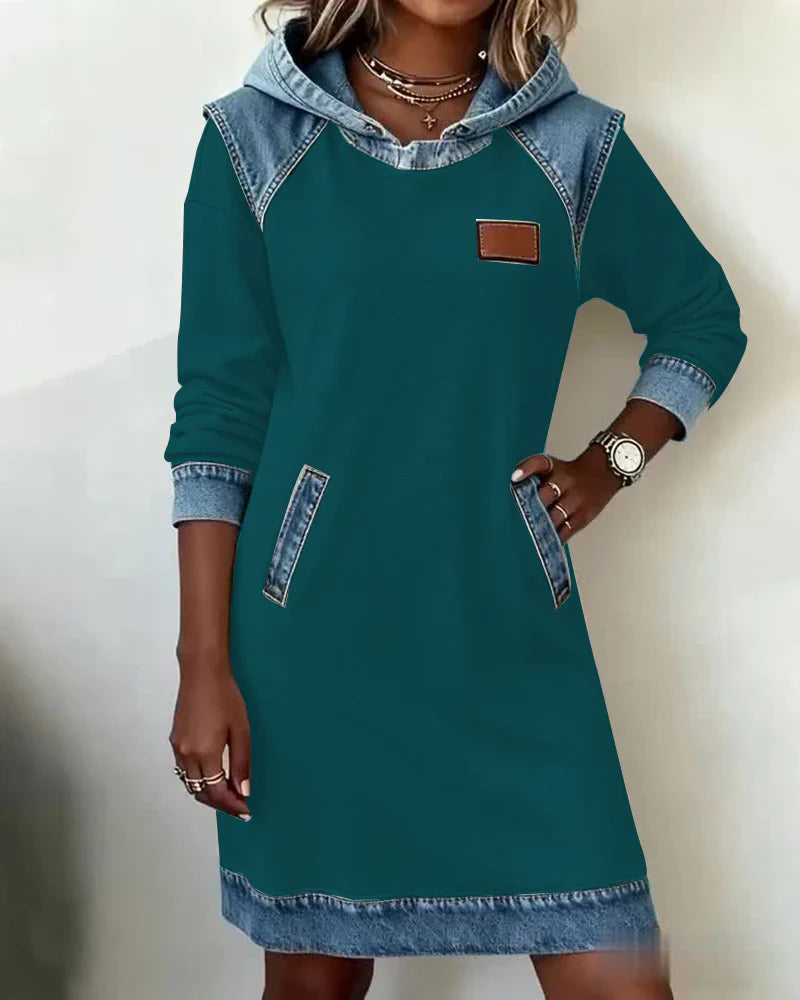 Nordveil - Hooded Knee-Length Dress