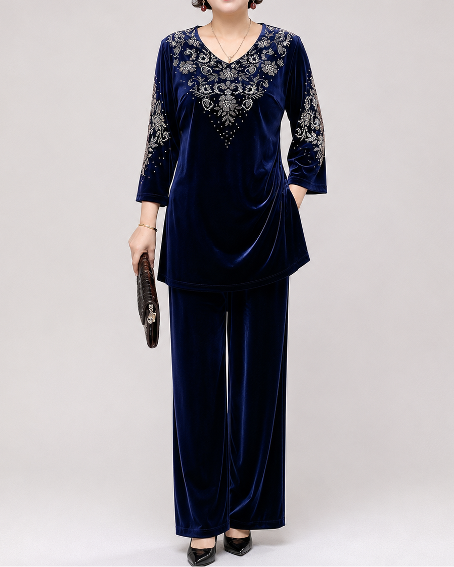 Velourine — Rhinestone Velvet Two-Piece Set
