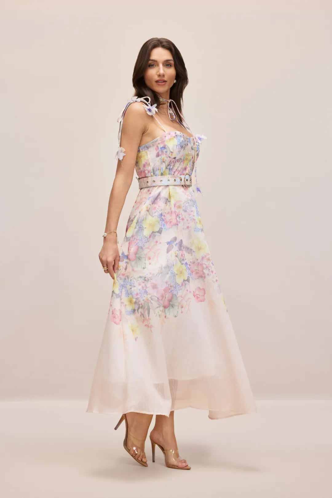 Tasha — Floral Corset Maxi Dress with Straps