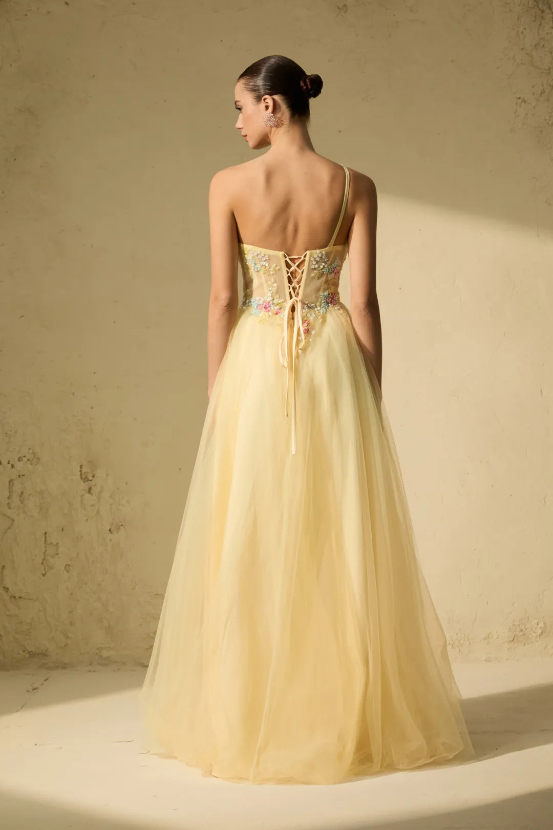 Solène — Floral Embroidered One-Shoulder Maxi Dress
