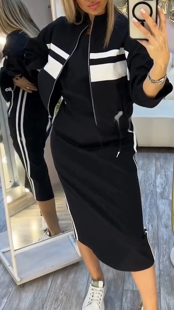 Structé — Mock-Neck Jacket & Midi Dress Two-Piece Set