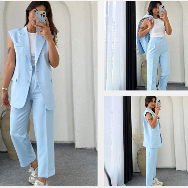 Vesture — Sleeveless Blazer & High-Waist Trouser Set