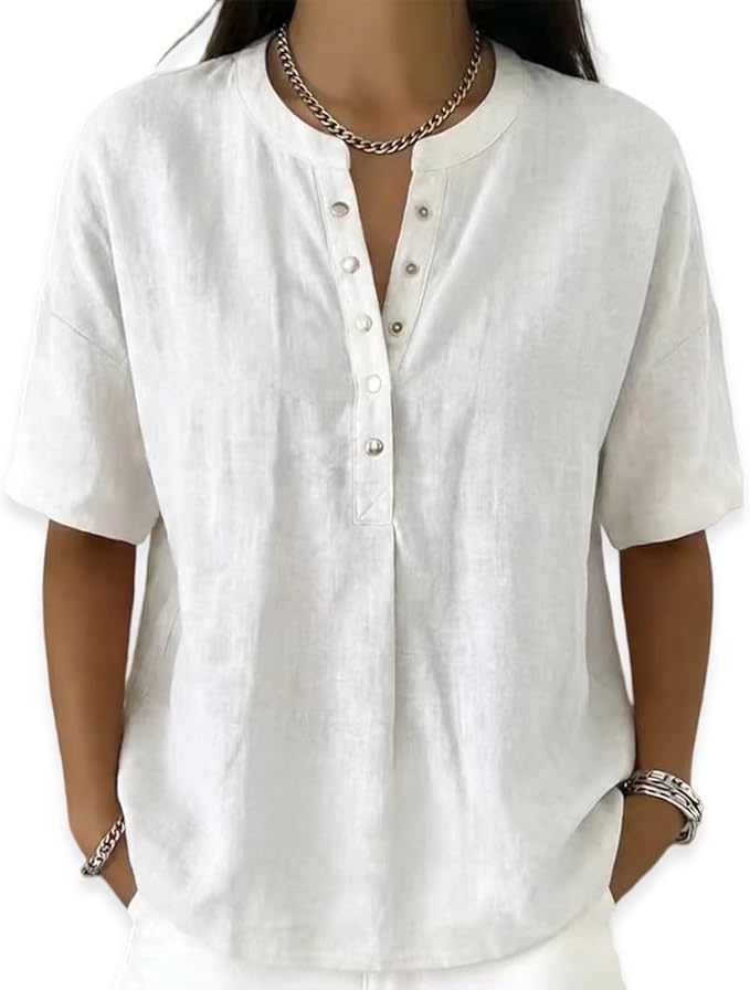 Saveline — Solid Short-Sleeve Blouse