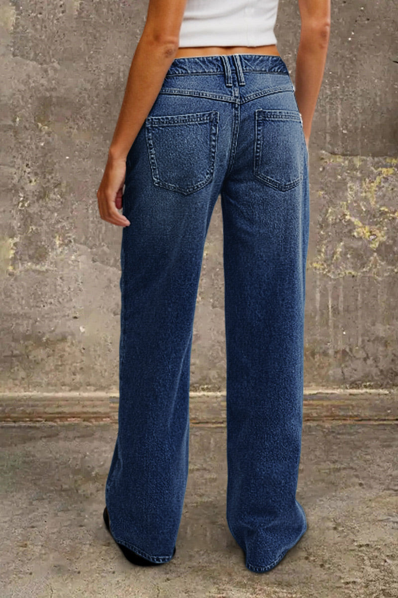 Straight Leg Jeans with Mid Rise