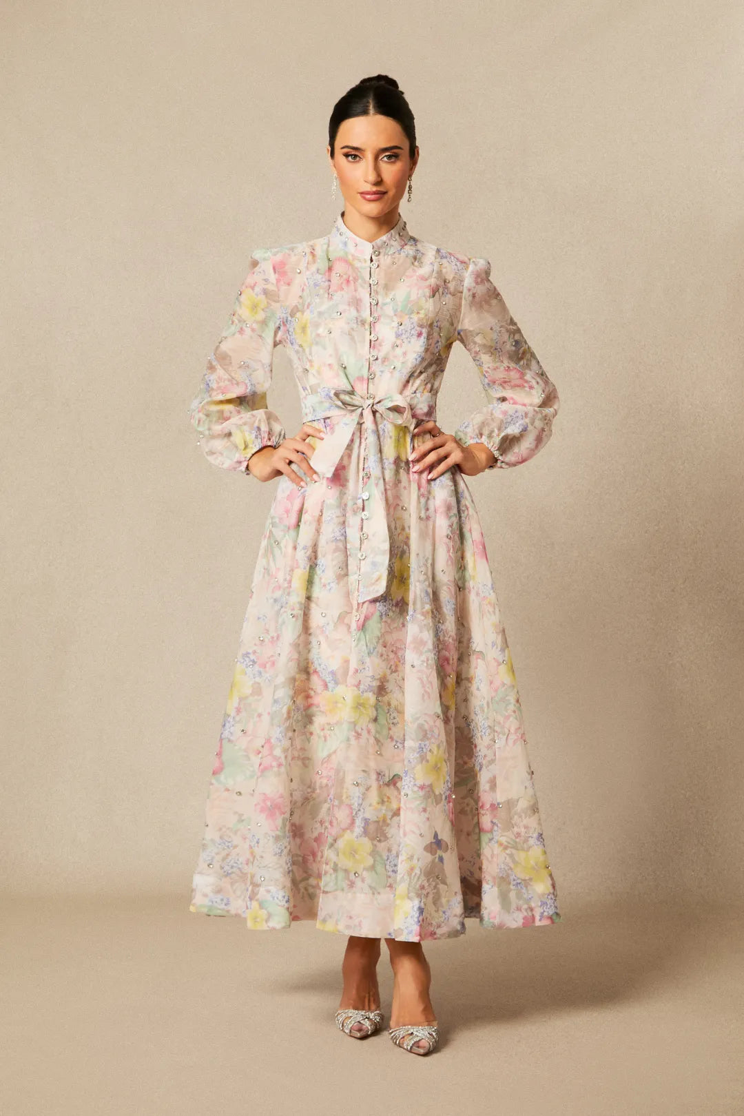 Anne — Floral Balloon Sleeve Maxi Dress