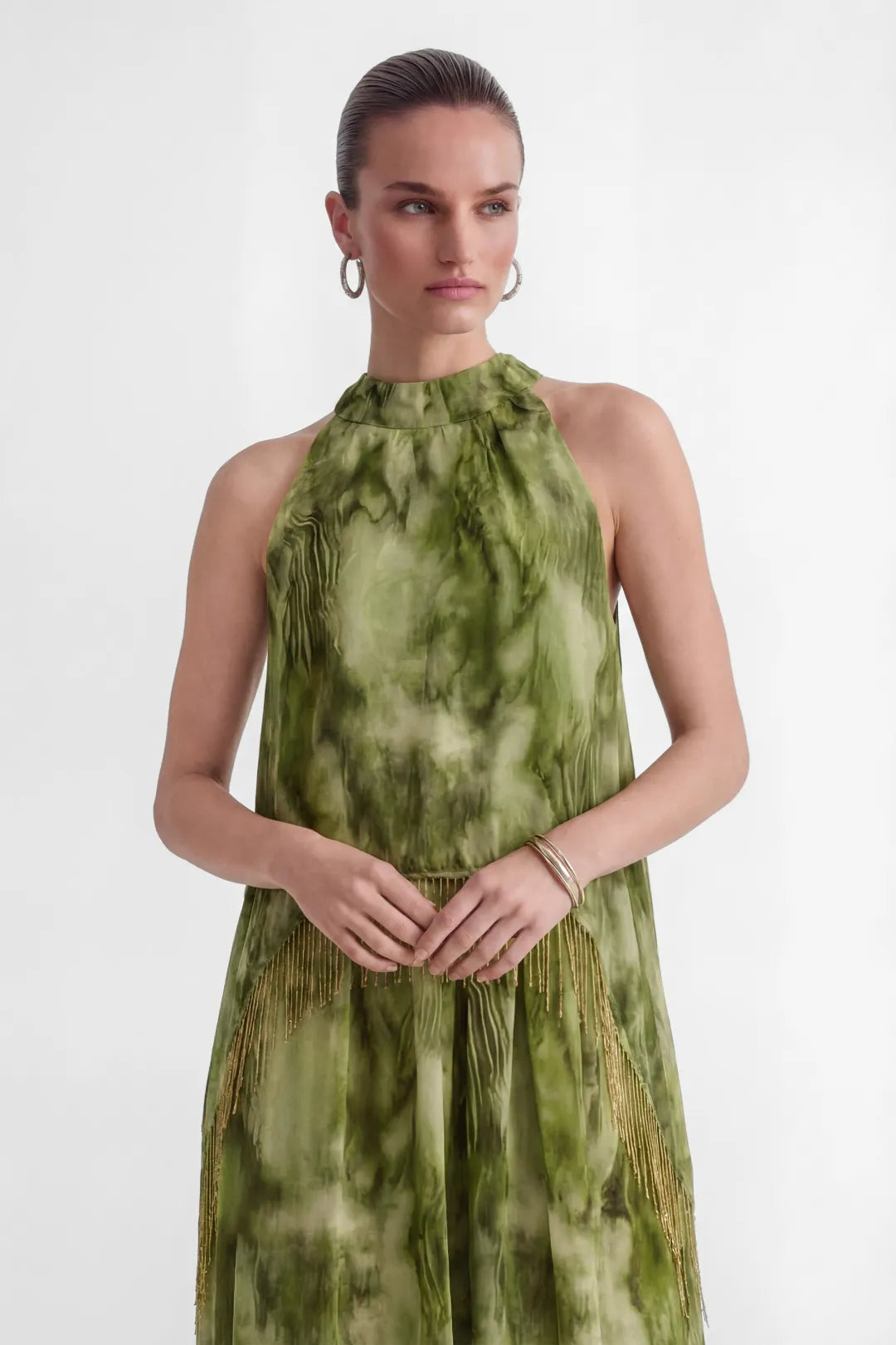 Verdène — Halter Neck Fringe Maxi Dress