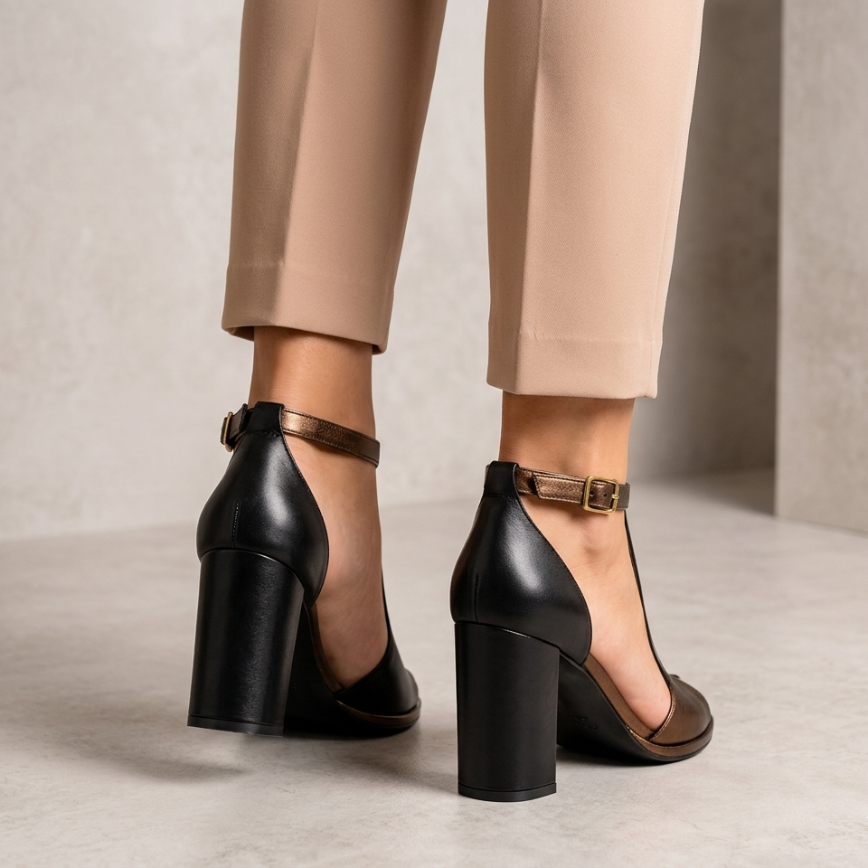 Kenzira — Strappy Block-Heel Sandal in Nude