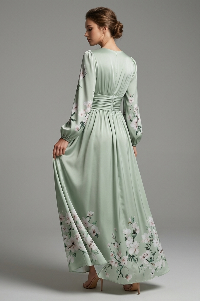 Florenne — Women's Pleated Long Sleeve Dress