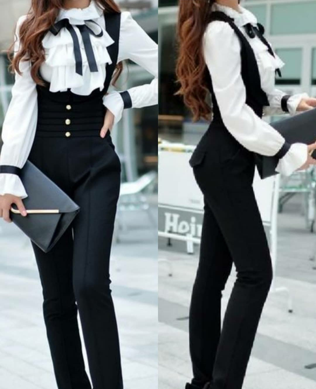 Tisa — Satin-Ribbon Shirt & Jumpsuit Set