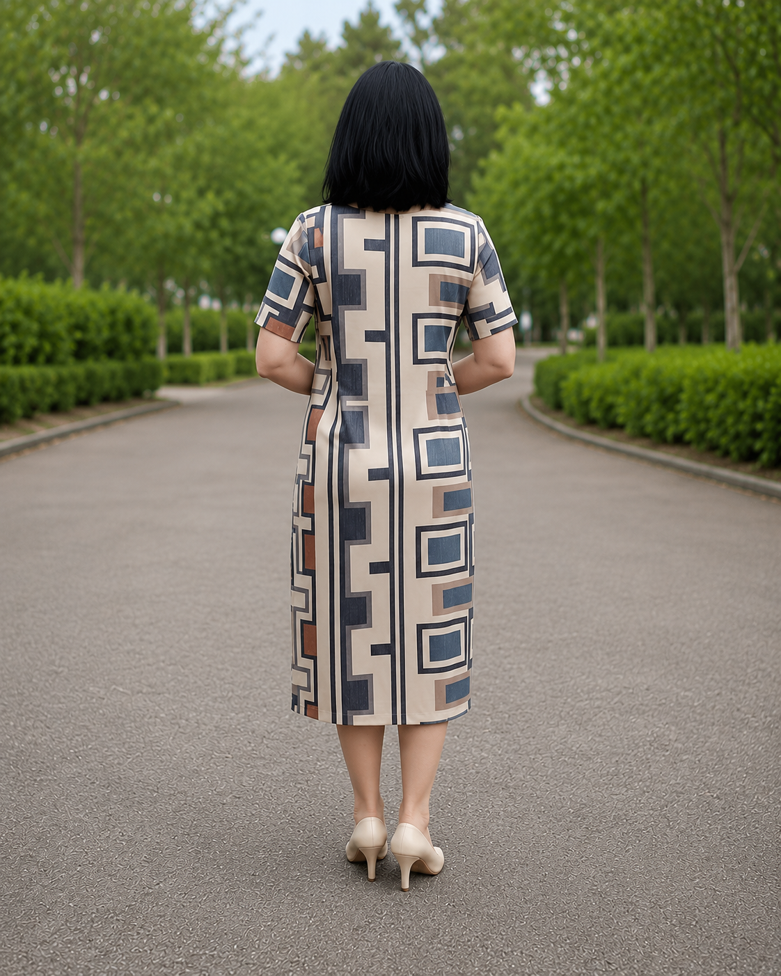 Sorène — Printed Cotton-Linen Casual Dress