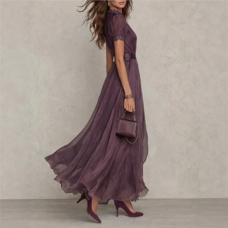 Incanto — Vintage Lace Chiffon Maxi Dress