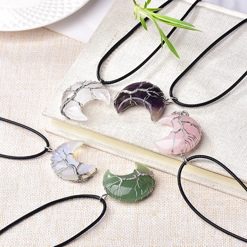 Tree of Life — Crescent Crystal Necklace