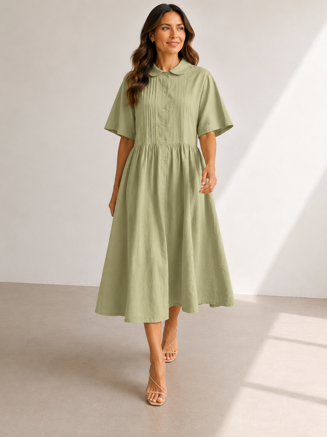 Lysandra — Fluid Cotton Shirt Dress