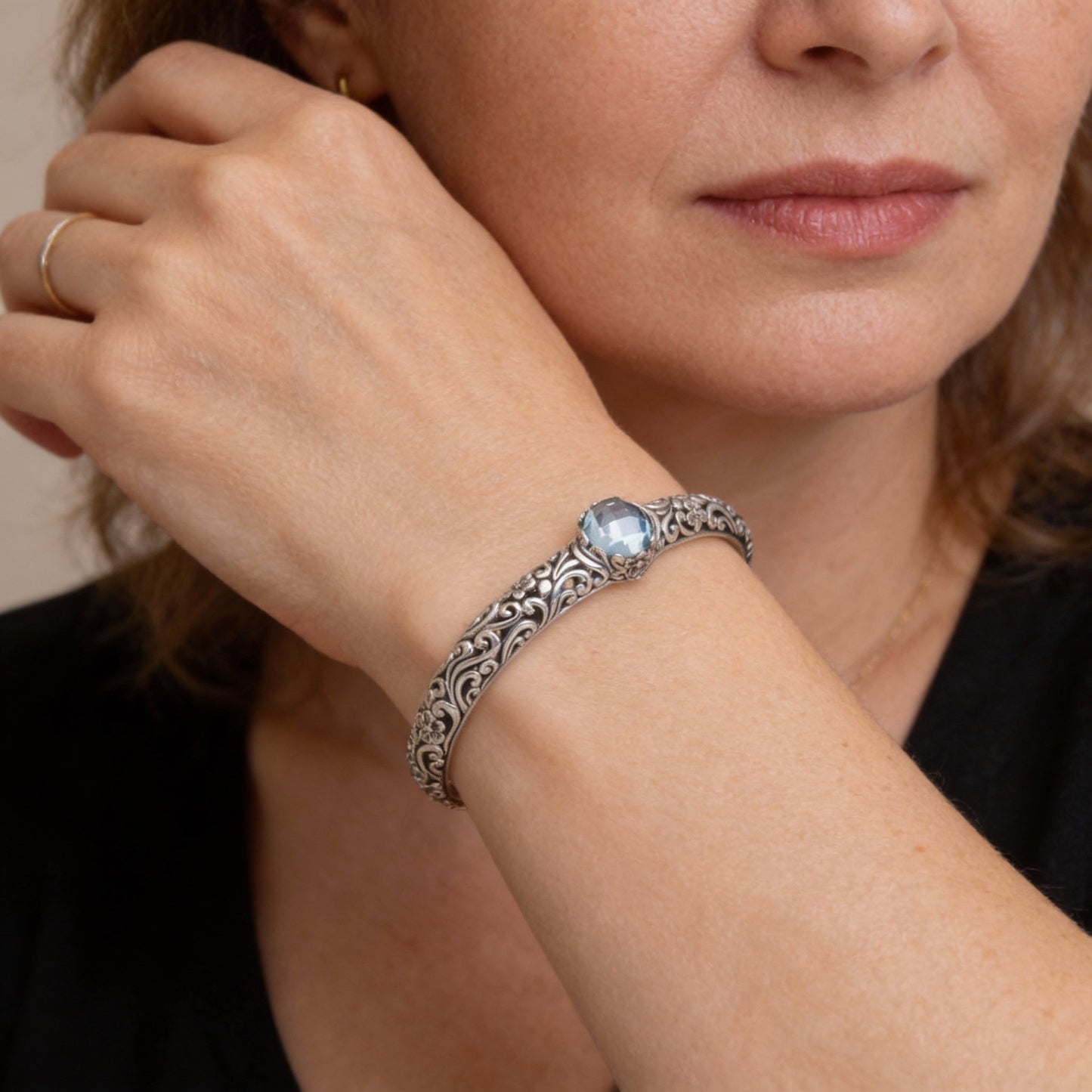 Open Vintage - Unique Silver Bracelet with Zirconia