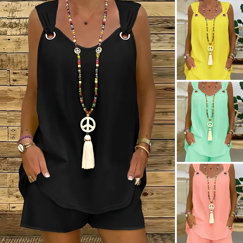 Sèlvia — V-Neck Sleeveless Top & Shorts Set