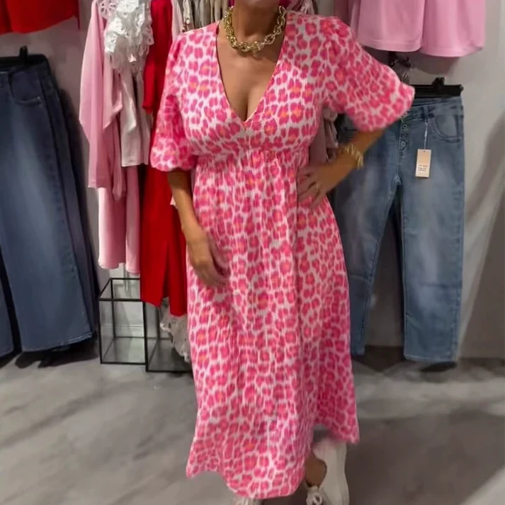 Lumière — V-Neck Printed Midi Dress
