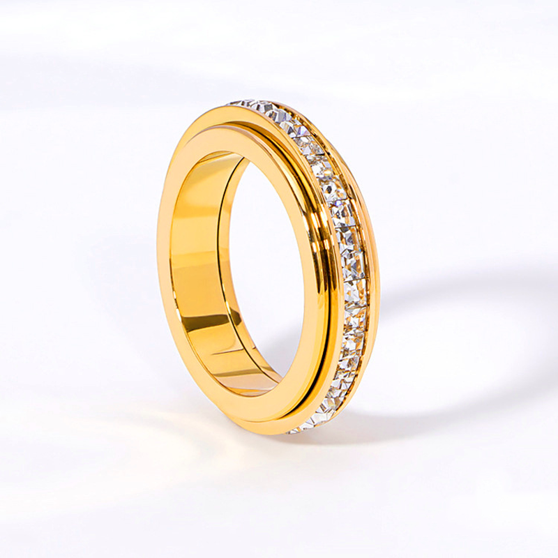 Rotating Spinner Ring - Durable Titanium Steel with Zirconia