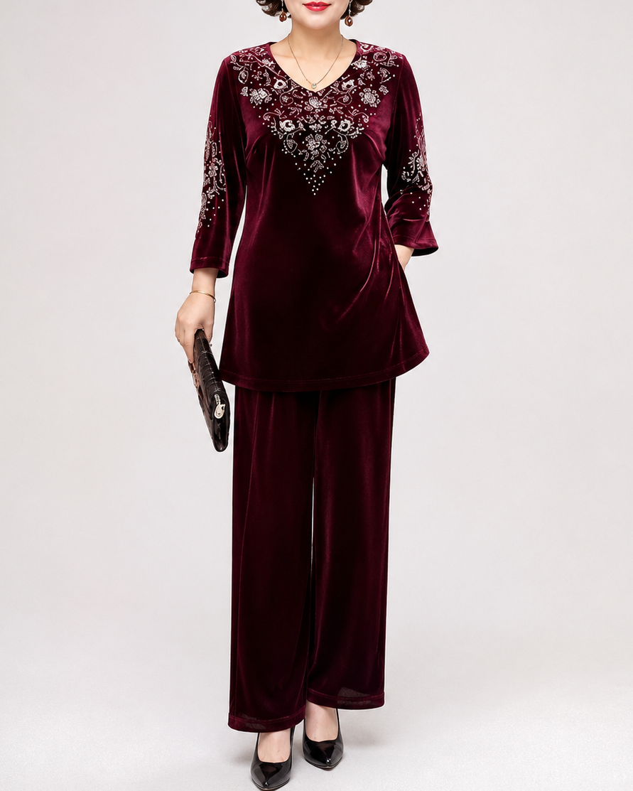 Velourine — Rhinestone Velvet Two-Piece Set