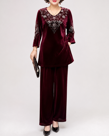 Velourine — Rhinestone Velvet Two-Piece Set