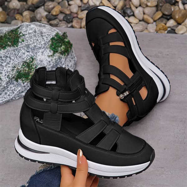 Comfortable, lightweight wedge sandals with side zip