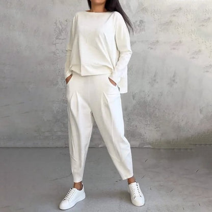 Cotonné — Cotton Asymmetric Sweatshirt & Trouser Set