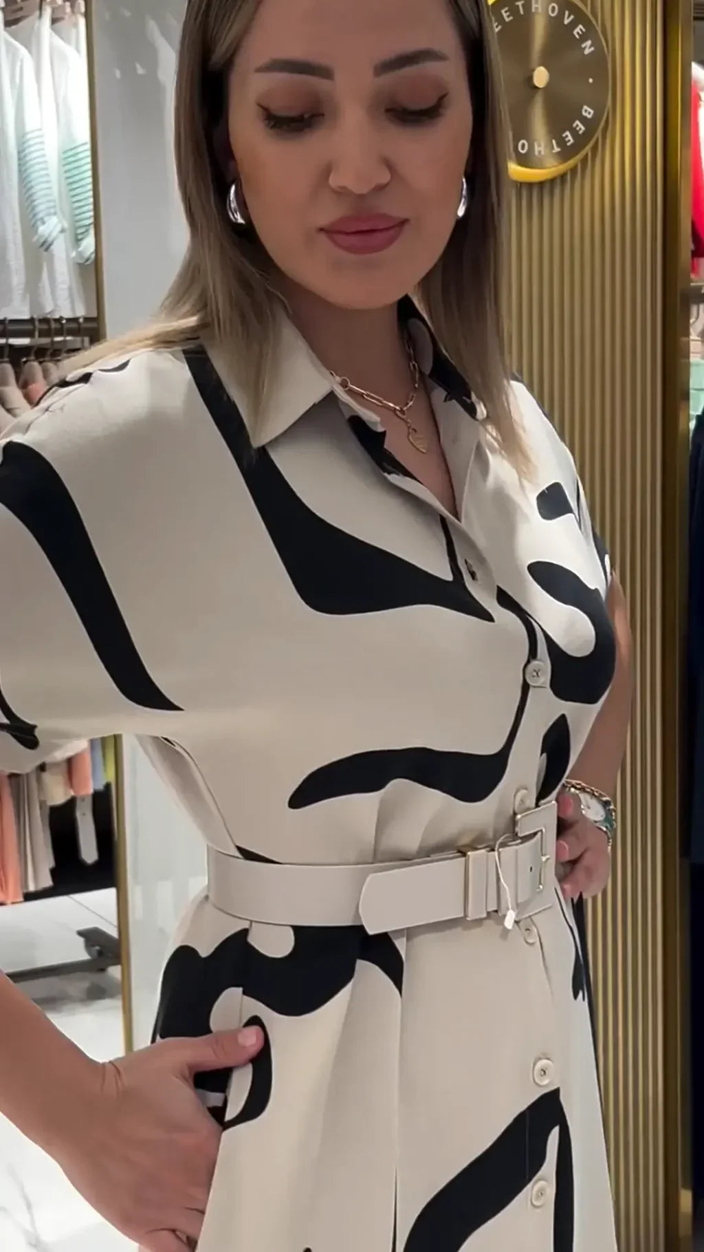 Beautiful dress with a belt - Comfortable Elegant Dress