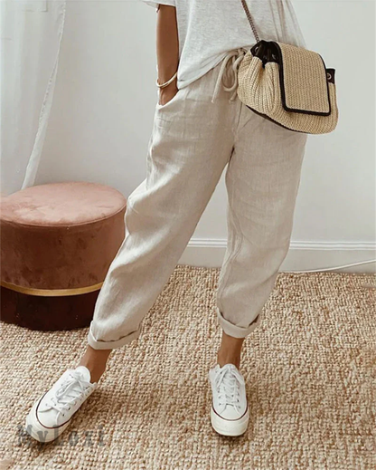 Lirèa — High-Waist Cotton Linen Wide-Leg Trousers
