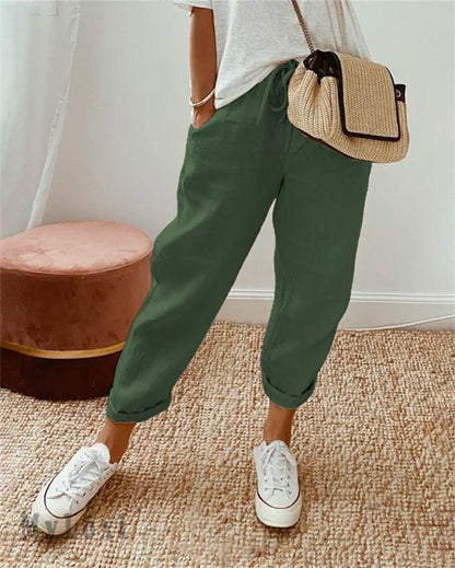 Linève  —  High-Waist Linen Straight-Leg Trousers