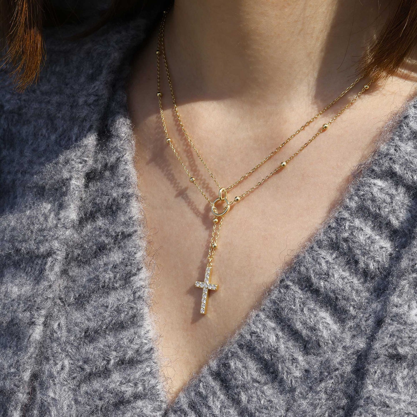 The Circle Cross — Gold Layered Faith Necklace