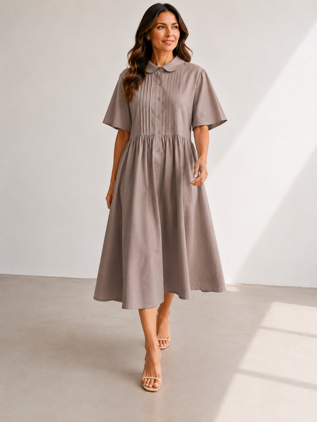 Lysandra — Fluid Cotton Shirt Dress