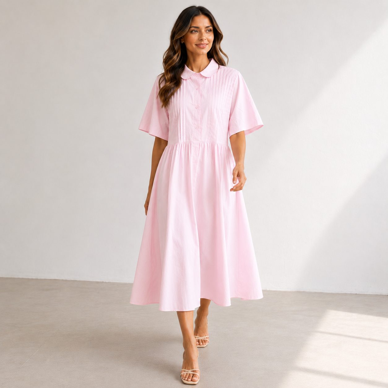 Lysandra — Fluid Cotton Shirt Dress