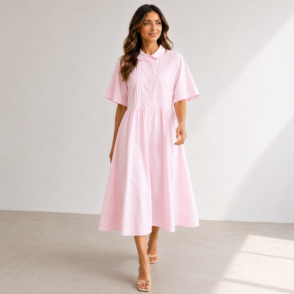 Lysandra — Fluid Cotton Shirt Dress