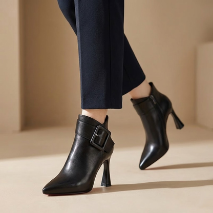 Signature Heeled Ankle Boots with Oversized Buckle