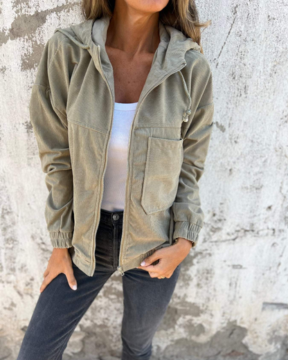 Ella - Effortless Warmth Corduroy Hooded Jacket