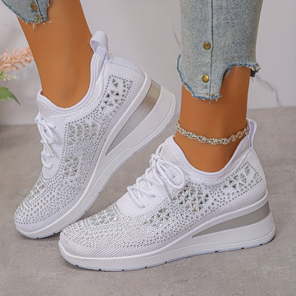 Women's casual, fashionable, breathable, sneakers adorned with crystals