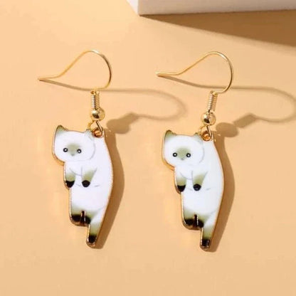 Dangling Cat Drop Earrings — Breed-Specific Motif