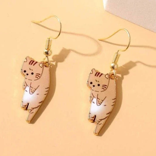 Dangling Cat Drop Earrings — Breed-Specific Motif