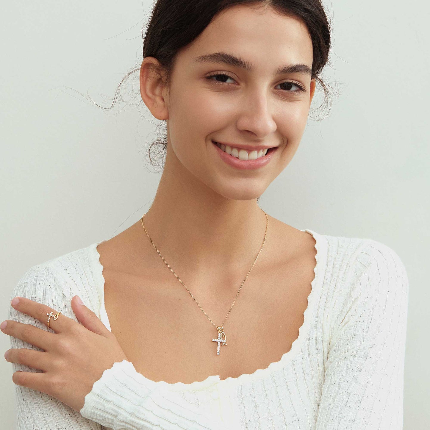 Faith Necklace — Cross Ichthys Symbol Pendant
