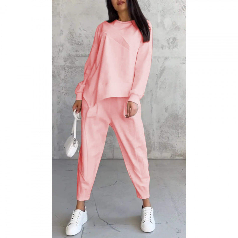 Noemi  —  Asymmetric Hem Sweatshirt & Trouser Lounge Set