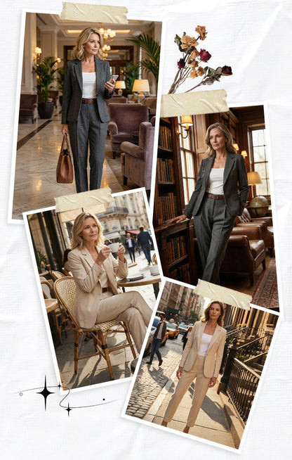 Solerra — Wrinkle-Free Collared Blazer & Trouser Suit
