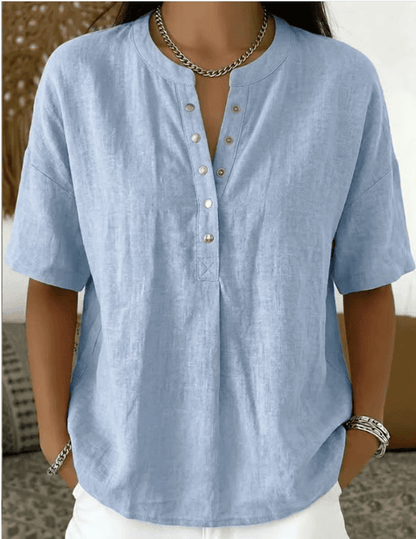 Saveline — Solid Short-Sleeve Blouse