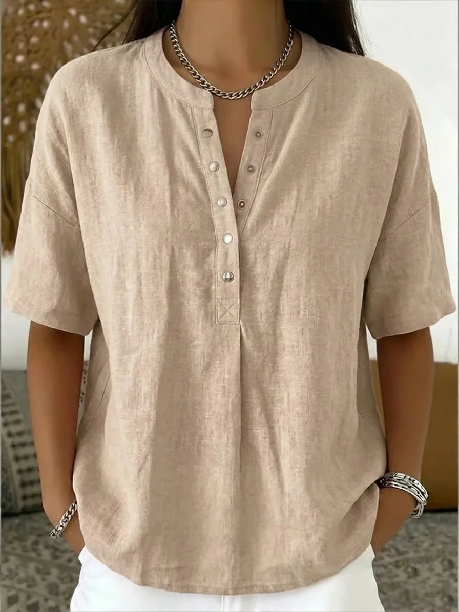 Saveline — Solid Short-Sleeve Blouse