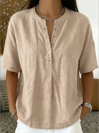 Saveline — Solid Short-Sleeve Blouse