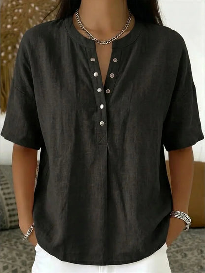 Saveline — Solid Short-Sleeve Blouse