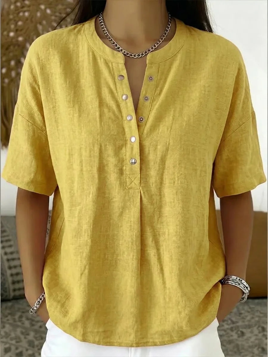 Saveline — Solid Short-Sleeve Blouse