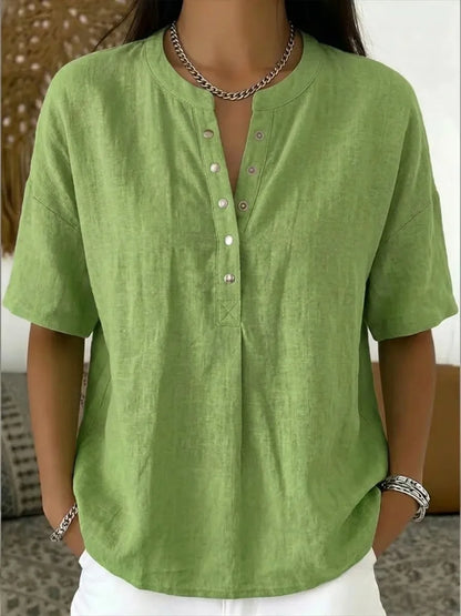Saveline — Solid Short-Sleeve Blouse