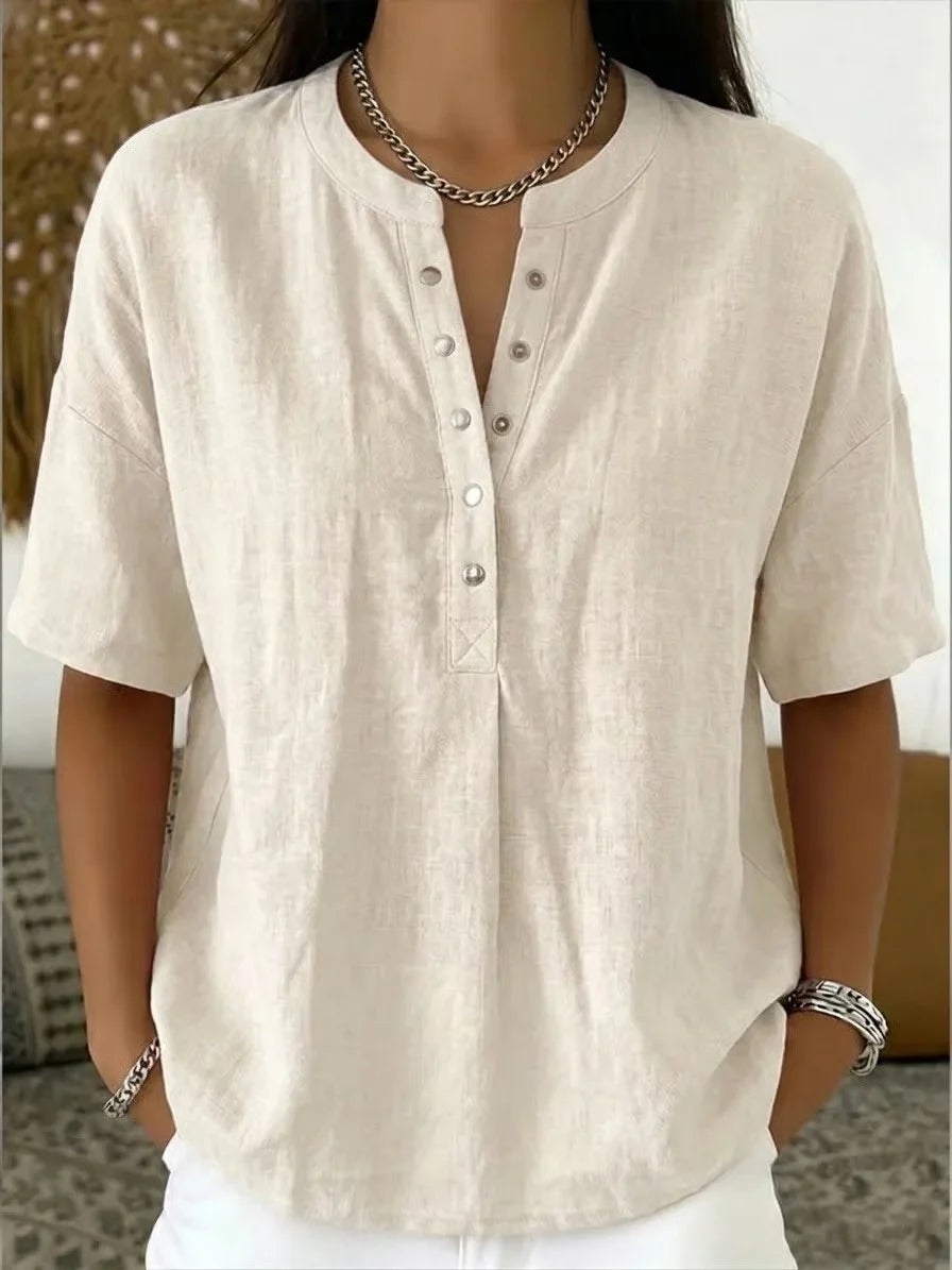 Saveline — Solid Short-Sleeve Blouse
