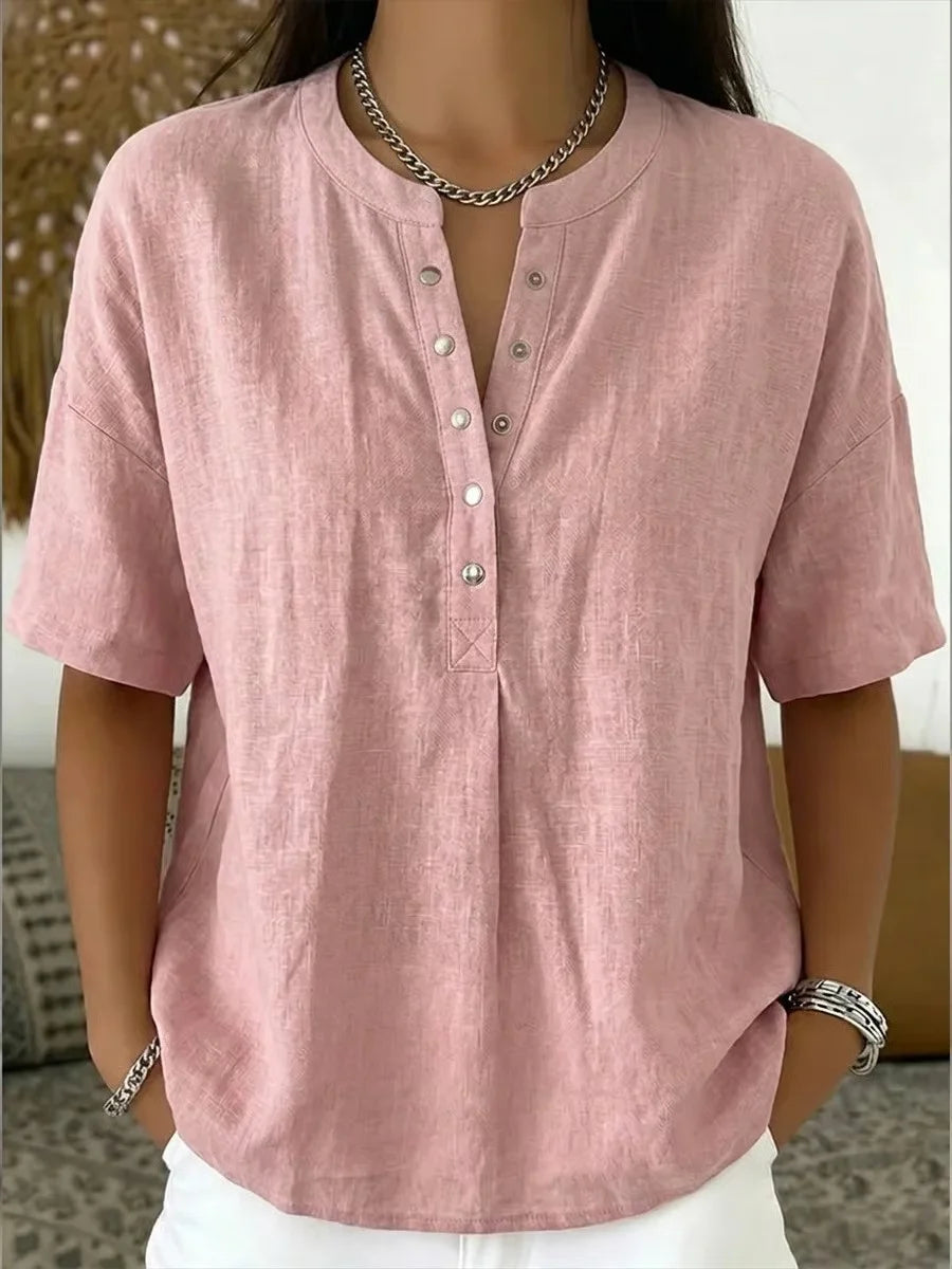 Saveline — Solid Short-Sleeve Blouse