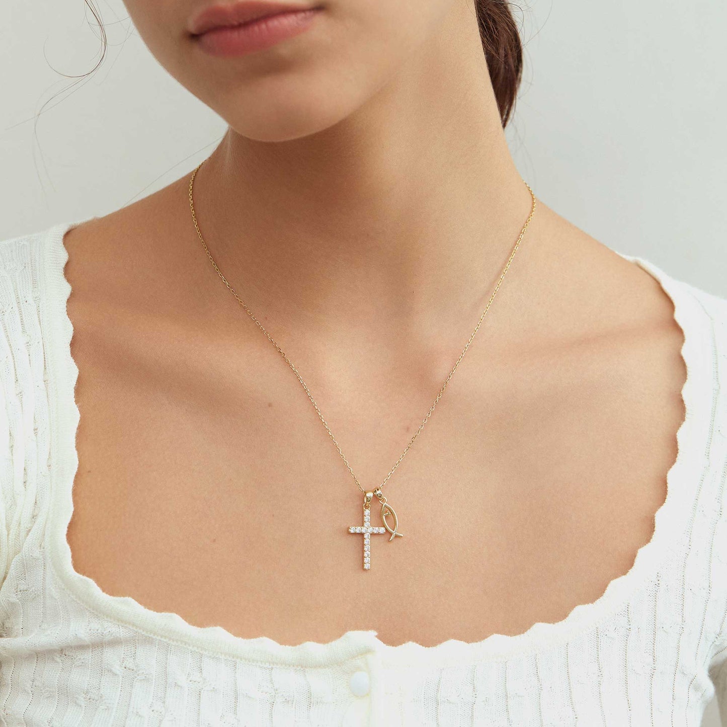Faith Necklace — Cross Ichthys Symbol Pendant
