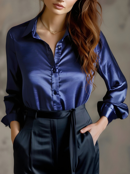 Lunelle — Satin Long-Sleeve Blouse